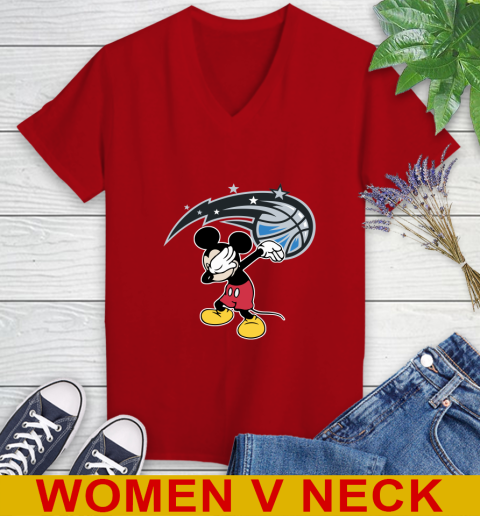 Orlando Magic NBA Basketball Dabbing Mickey Disney Sports Women's V-Neck T-Shirt 12