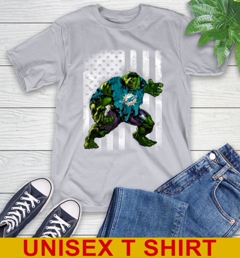 Miami Dolphins Hulk Marvel Avengers NFL Football American Flag T-Shirt 5