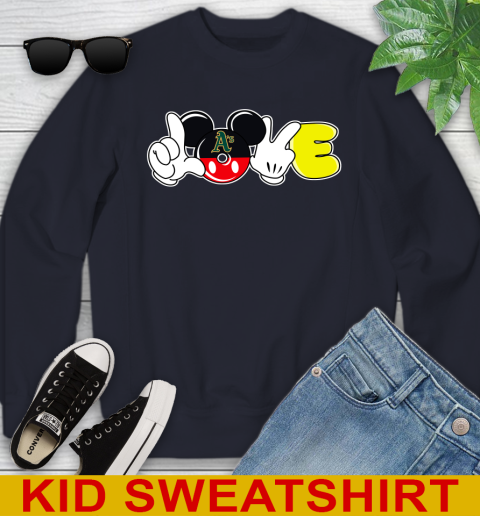 Oakland Athletics MLB Baseball Love Mickey Disney Sports Youth Sweatshirt 3