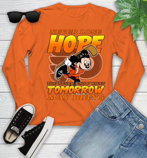 Philadelphia Flyers NHL Hockey ootball Mickey Disney Never Lose Hope Youth Long Sleeve 3