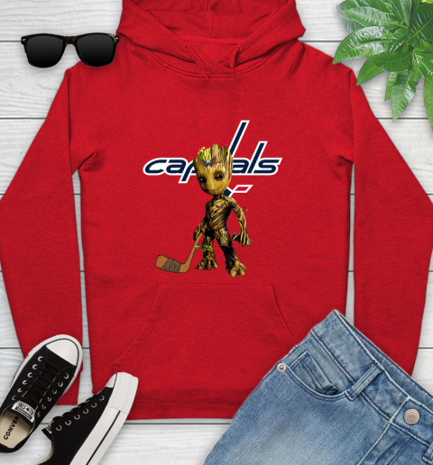 Washington Capitals NHL Hockey Groot Marvel Guardians Of The Galaxy Youth Hoodie 11