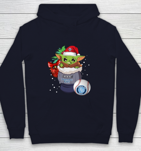 Tampa Bay Rays Christmas Baby Yoda Star Wars Funny Happy MLB Youth Hoodie 3