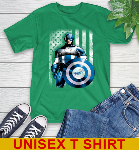 Los Angeles Dodgers MLB Baseball Captain America Marvel Avengers American Flag Shirt T-Shirt 7