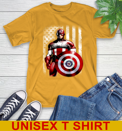 Washington Nationals MLB Baseball Captain America Marvel Avengers American Flag Shirt T-Shirt 2