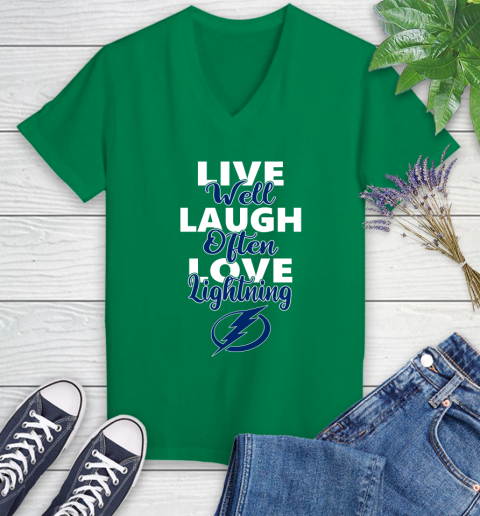 NHL Hockey Tampa Bay Lightning Live Well Laugh Often Love Shirt Women's V-Neck T-Shirt 4