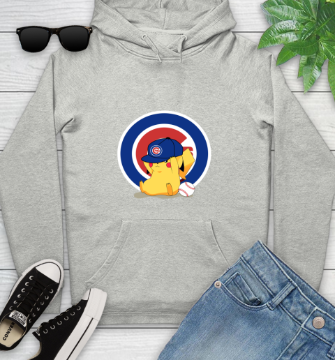 MLB Pikachu Baseball Sports Chicago Cubs Youth Hoodie