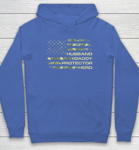 Husband Daddy Protector Hero Shirt Fathers Day American Flag Hoodie 5