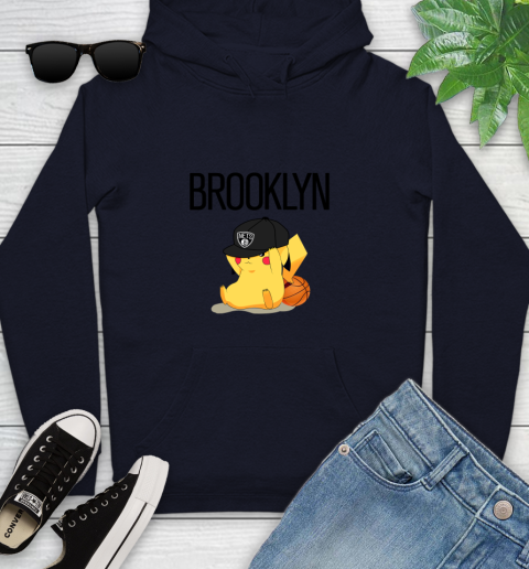 NBA Pikachu Basketball Sports Brooklyn Nets Youth Hoodie 4