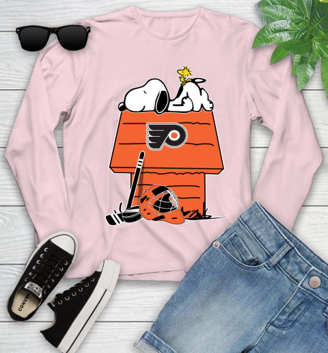 Philadelphia Flyers NHL Hockey Snoopy Woodstock The Peanuts Movie Youth Long Sleeve 10