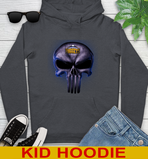 Denver Nuggets NBA Basketball Punisher Skull Sports Youth Hoodie 9