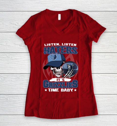 Listen Haters It is GRIZZLIES Time Baby NBA Women's V-Neck T-Shirt 8