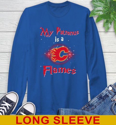 NHL Hockey Harry Potter My Patronus Is A Calgary Flames Long Sleeve T-Shirt 11