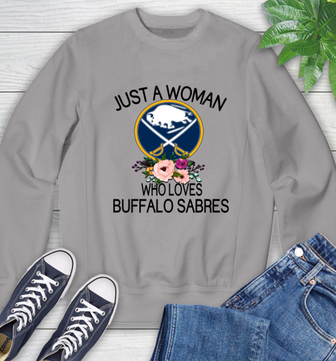 NHL Just A Woman Who Loves Buffalo Sabres Hockey Sports Sweatshirt 3