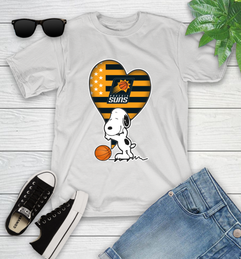 Phoenix Suns NBA Basketball The Peanuts Movie Adorable Snoopy Youth T-Shirt