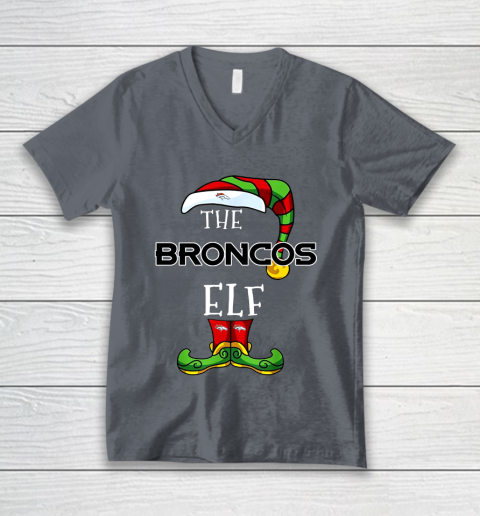 Denver Broncos Christmas ELF Funny NFL V-Neck T-Shirt 4