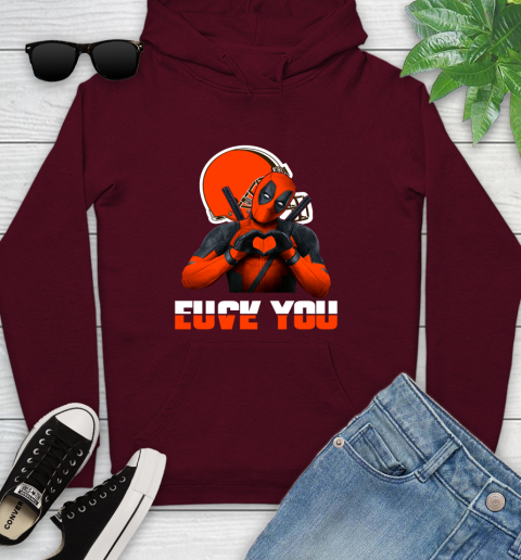 NHL Cleveland Browns Deadpool Love You Fuck You Football Sports Youth Hoodie 7