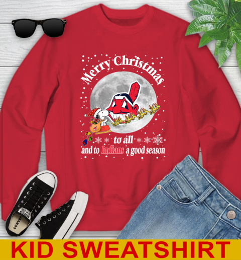 Cleveland Indians Merry Christmas To All And To Indians A Good Season MLB Baseball Sports Youth Sweatshirt 7