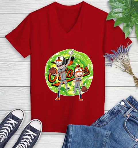 MLB Baltimore Orioles Rick And Morty Baseball Sports Women's V-Neck T-Shirt 12