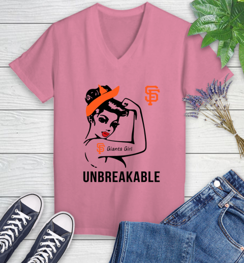 MLB San Francisco Giants Girl Unbreakable Baseball Sports Women's V-Neck T-Shirt 8