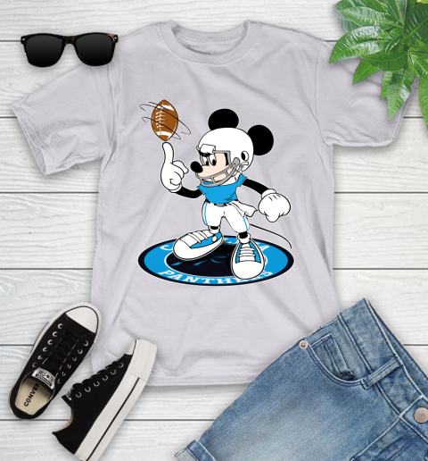 NFL Football Carolina Panthers Cheerful Mickey Disney Shirt Youth T-Shirt 4