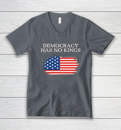 Democracy Has No Kings Anti Trump V-Neck T-Shirt 3