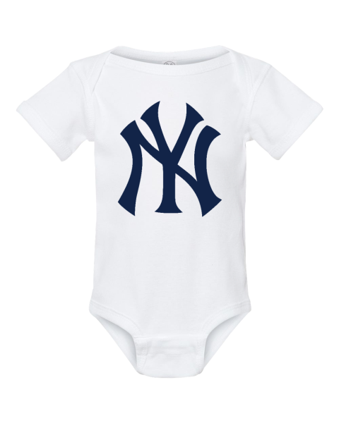 Custom MLB New York Yankees Logo Short Sleeve Baby Infant Bodysuit