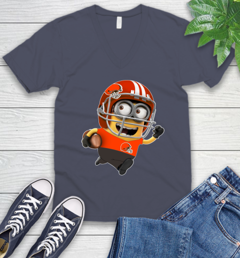NFL Cleveland Browns Minions Disney Football Sports V-Neck T-Shirt 9