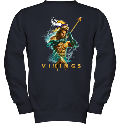 NFL Minnesota Vikings Aquaman DC Football Sports oXGA0U73T1Q youth sweatshirt 47 95 151514 front navy