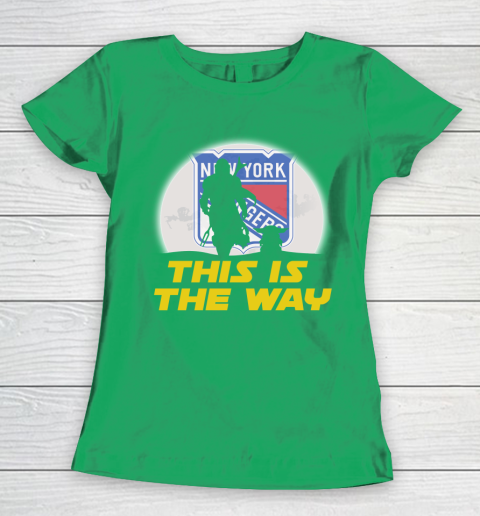 New York Rangers NHL Ice Hockey Star Wars Yoda And Mandalorian This Is The Way Women's T-Shirt 5