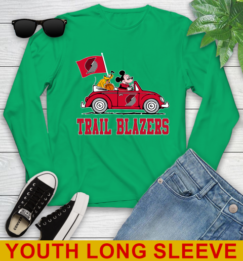 NBA Basketball Portland Trail Blazers Pluto Mickey Driving Disney Shirt Youth Long Sleeve 7