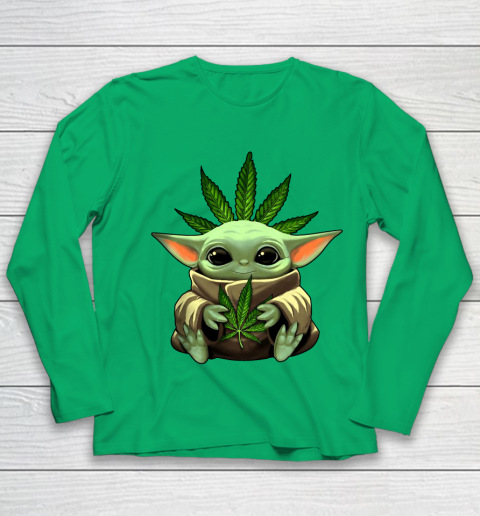 Baby Yoda Hug Marijuana Canabis Youth Long Sleeve 6