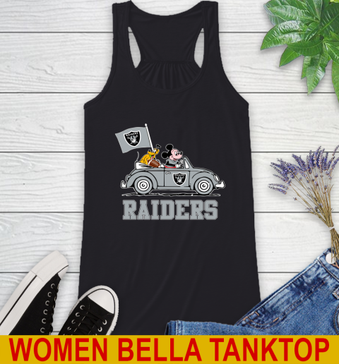 NFL Football Oakland Raiders Pluto Mickey Driving Disney Shirt Racerback Tank 2