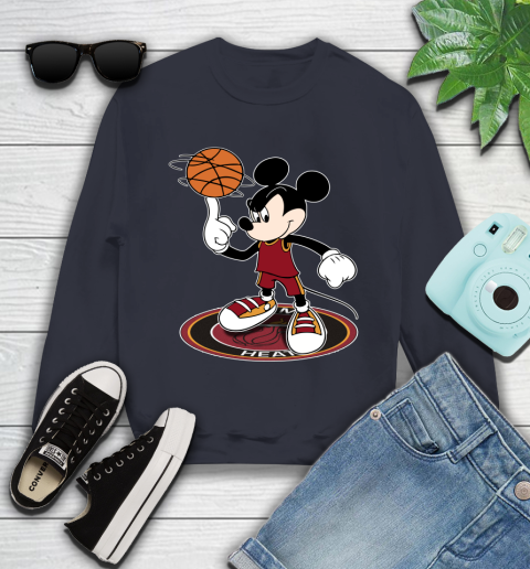 NBA Basketball Miami Heat Cheerful Mickey Disney Shirt Youth Sweatshirt 3