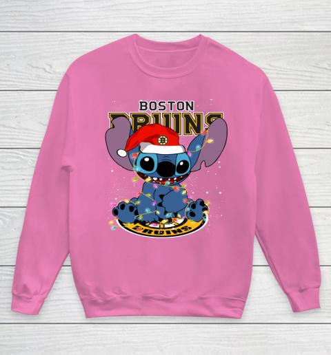 Boston Bruins NHL Hockey noel stitch Christmas Youth Sweatshirt 3