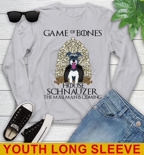 Game of bones house schnauzer dog the mailman is coming tshirt 104