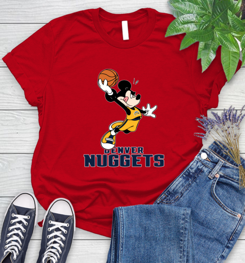 NBA Basketball Denver Nuggets Cheerful Mickey Mouse Shirt Women's T-Shirt 11