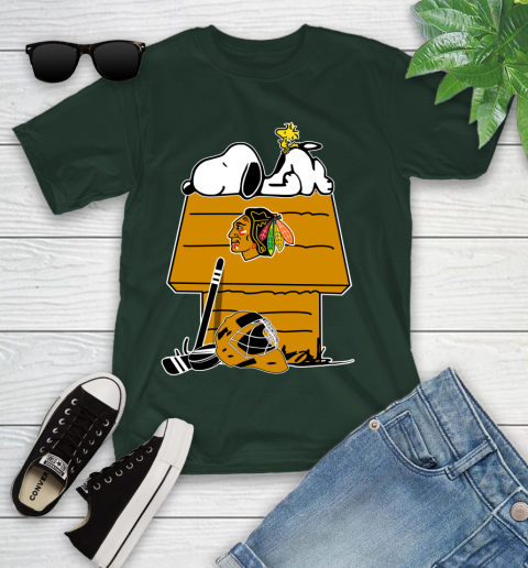 Chicago Blackhawks NHL Hockey Snoopy Woodstock The Peanuts Movie Youth T-Shirt 5