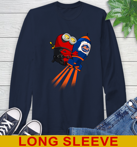 MLB Baseball New York Mets Deadpool Minion Marvel Shirt Long Sleeve T-Shirt 3