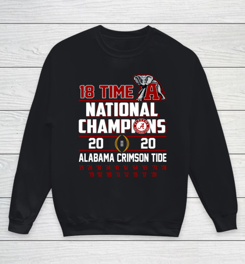 Alabama National Championship 18 Time 2020 Youth Sweatshirt