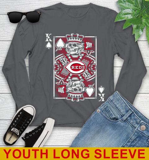 Cincinnati Reds MLB Baseball The King Of Spades Death Cards Shirt Youth Long Sleeve 9