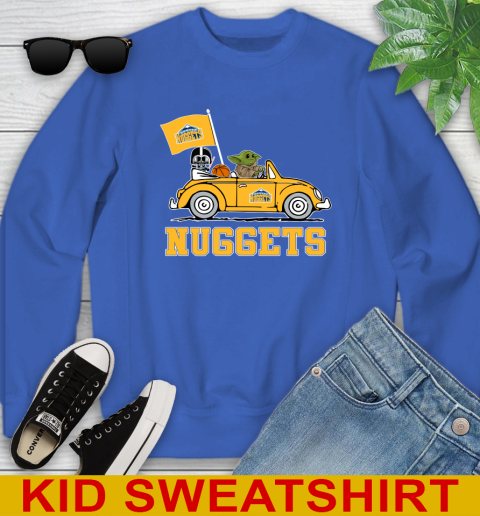 NBA Basketball Denver Nuggets Darth Vader Baby Yoda Driving Star Wars Shirt Youth Sweatshirt 7