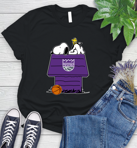 Sacramento Kings NBA Basketball Snoopy Woodstock The Peanuts Movie Women's T-Shirt 2