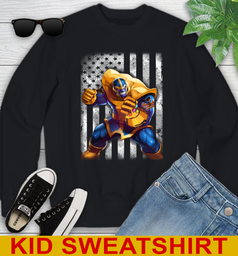 MLB Baseball Baltimore Orioles Thanos Marvel American Flag Shirt Youth Sweatshirt