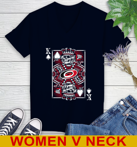 Carolina Hurricanes NHL Hockey The King Of Spades Death Cards Shirt Women's V-Neck T-Shirt 2