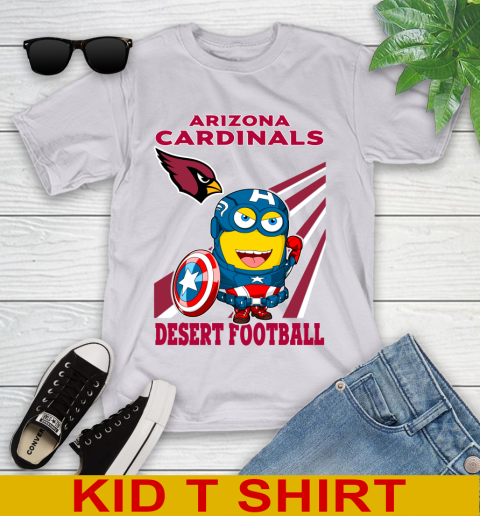 NFL Football Arizona Cardinals Captain America Marvel Avengers Minion Shirt Youth T-Shirt 4