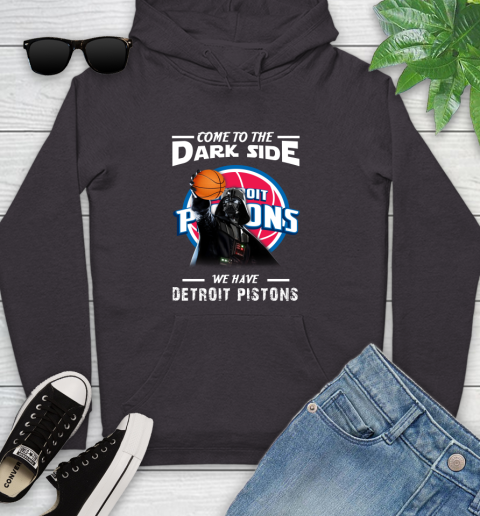 NBA Come To The Dark Side We Have Detroit Pistons Star Wars Darth Vader Basketball Youth Hoodie 8