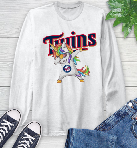 Minnesota Twins MLB Baseball Funny Unicorn Dabbing Sports Long Sleeve T-Shirt