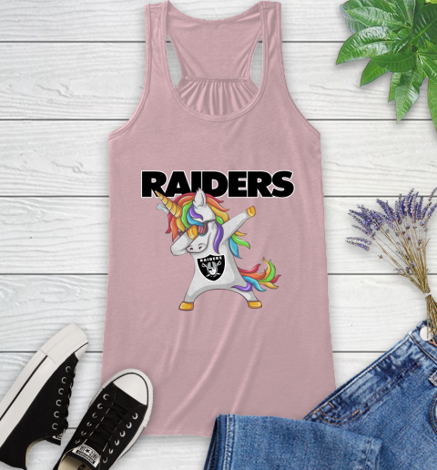 Oakland Raiders NFL Football Funny Unicorn Dabbing Sports Racerback Tank 11