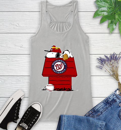 MLB Washington Nationals Snoopy Woodstock The Peanuts Movie Baseball T Shirt_000 Racerback Tank