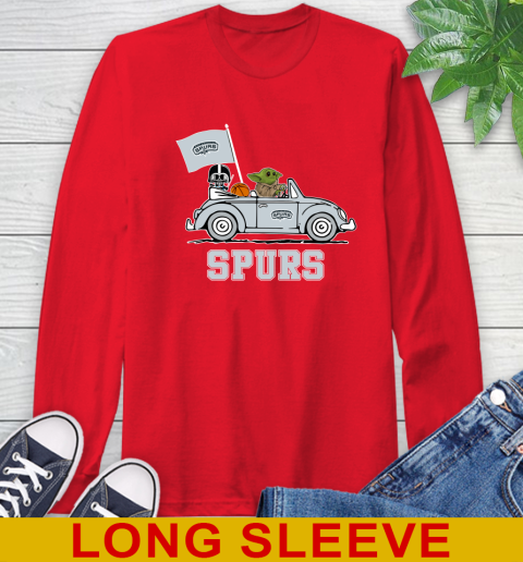 NBA Basketball San Antonio Spurs Darth Vader Baby Yoda Driving Star Wars Shirt Long Sleeve T-Shirt 10